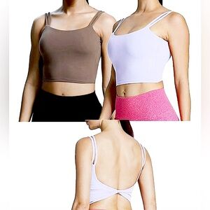 NWOT Aoxjox Workout Sports Bras Fitness Padded Backless Yoga twist back bundle